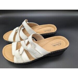 Clarks Collection Merliah Karli White Adjustable Slide Sandals Size 8